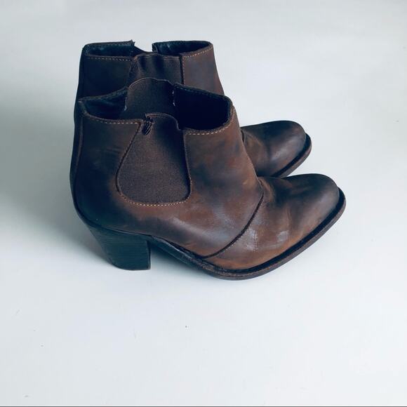 Anthro Jeffrey Campbell Women's 6 Leather Boho Bootie Brown - Picture 3 of 14